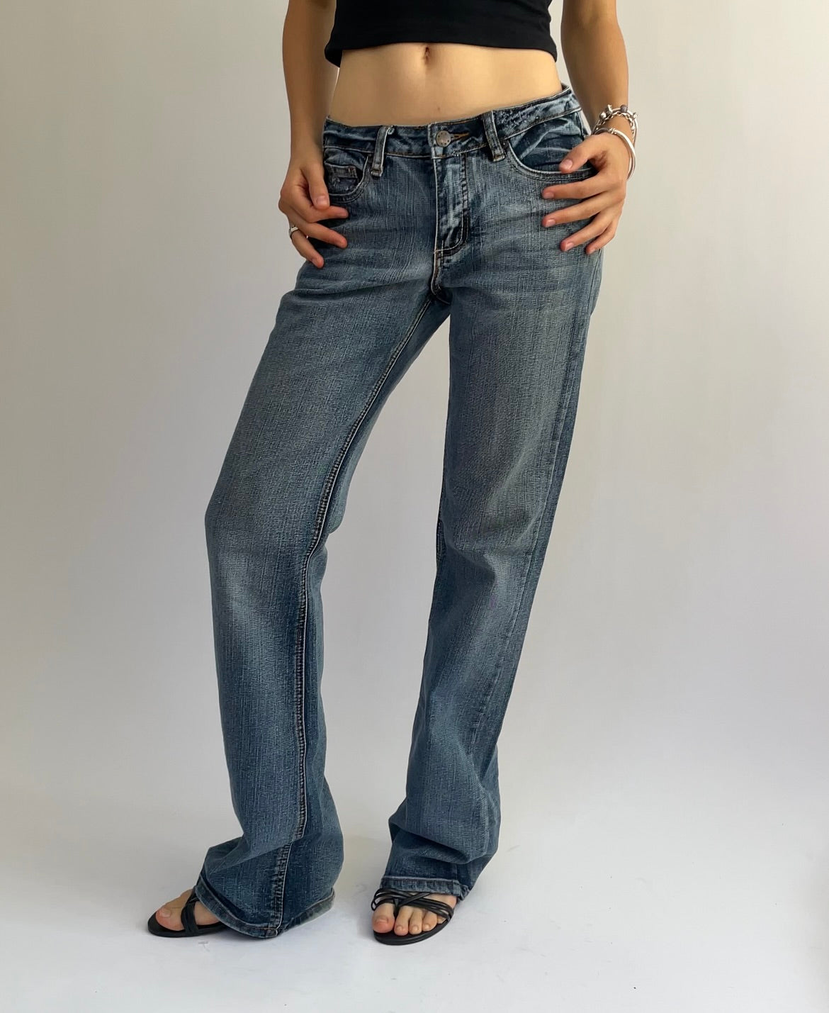 Y2K low rise dark wash baggy  jeans