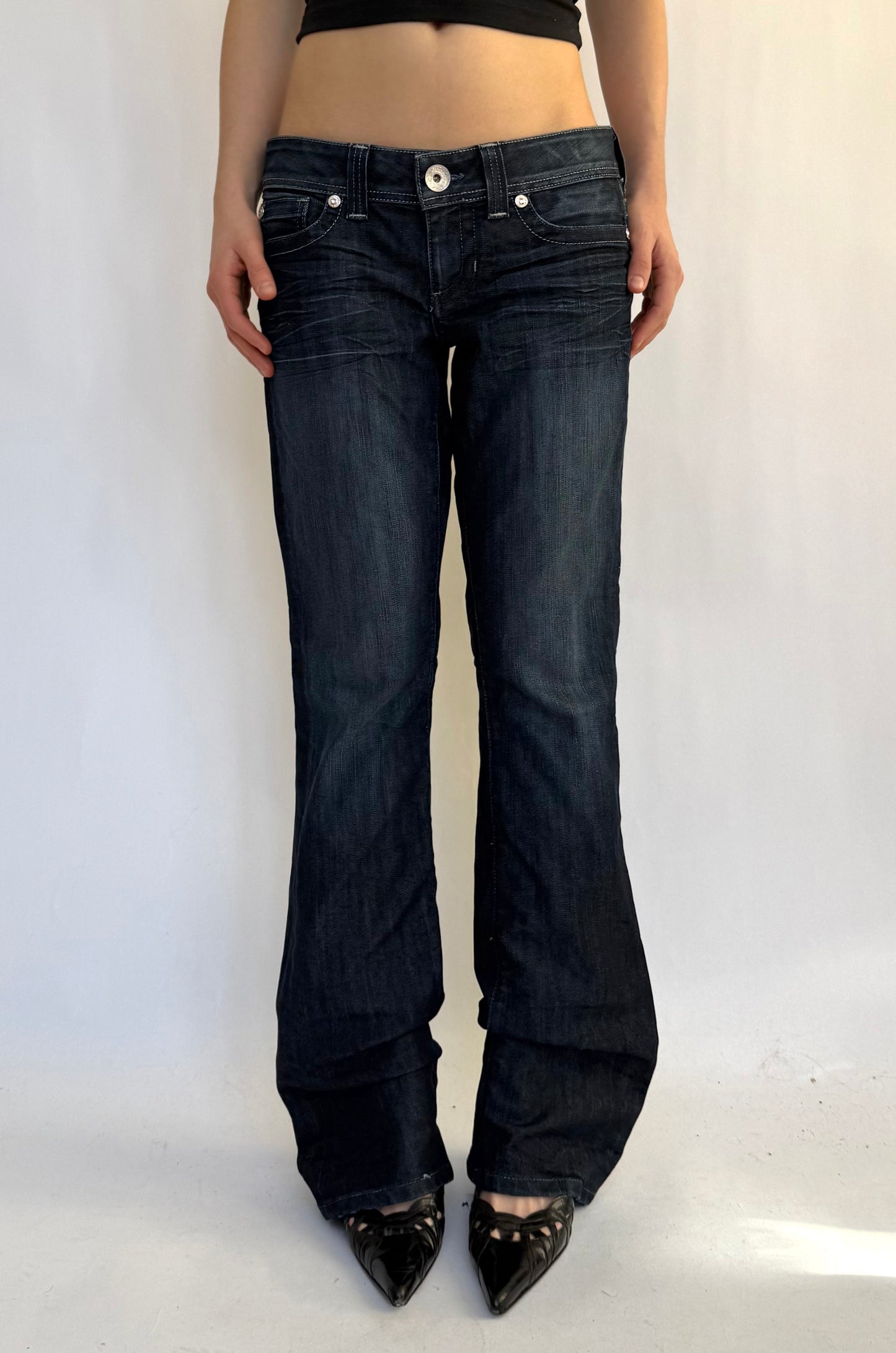 Y2K/2000s extra low rise flared jeans by GUESS
