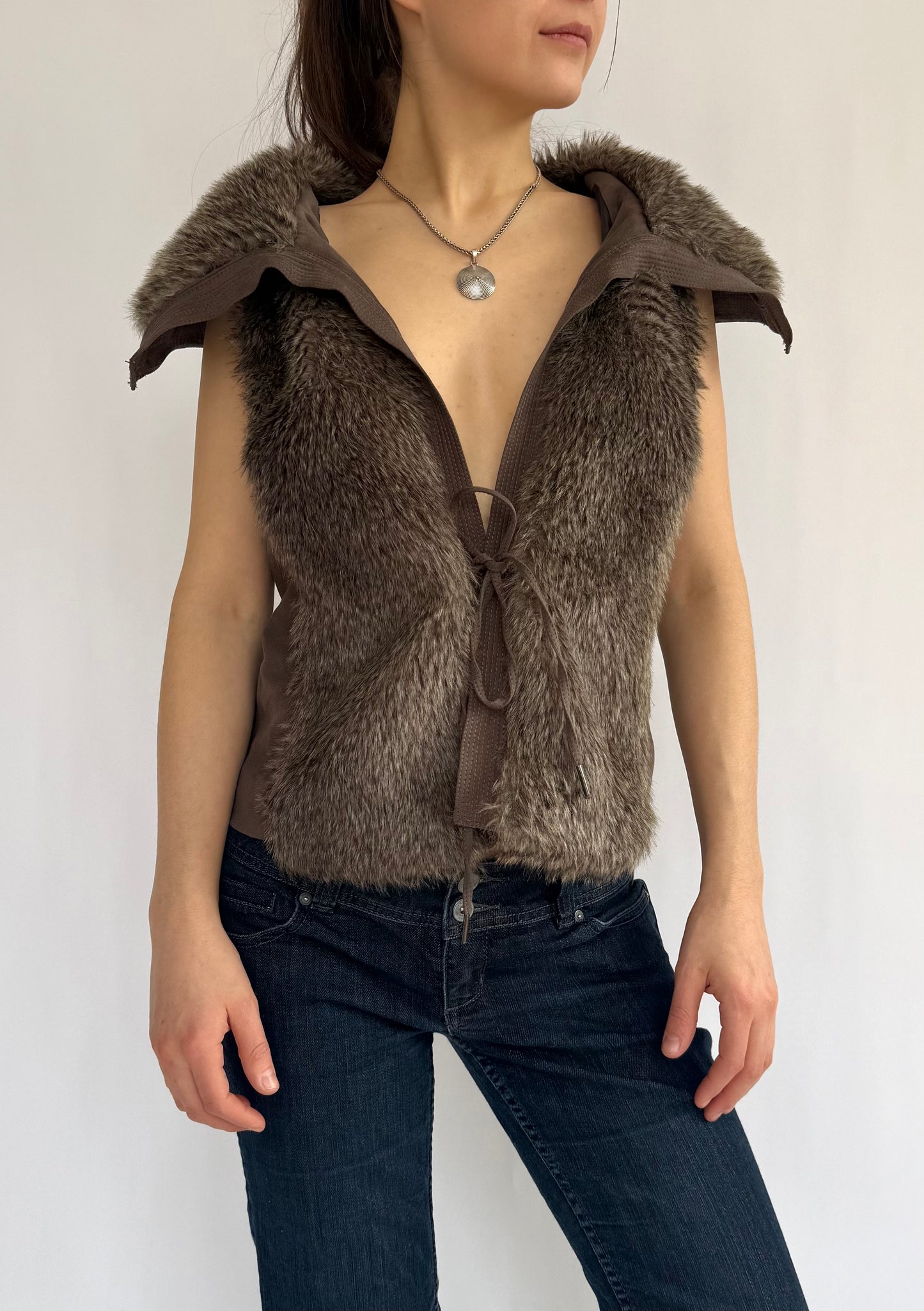 Y2K/2000s faux fur and suede jacket