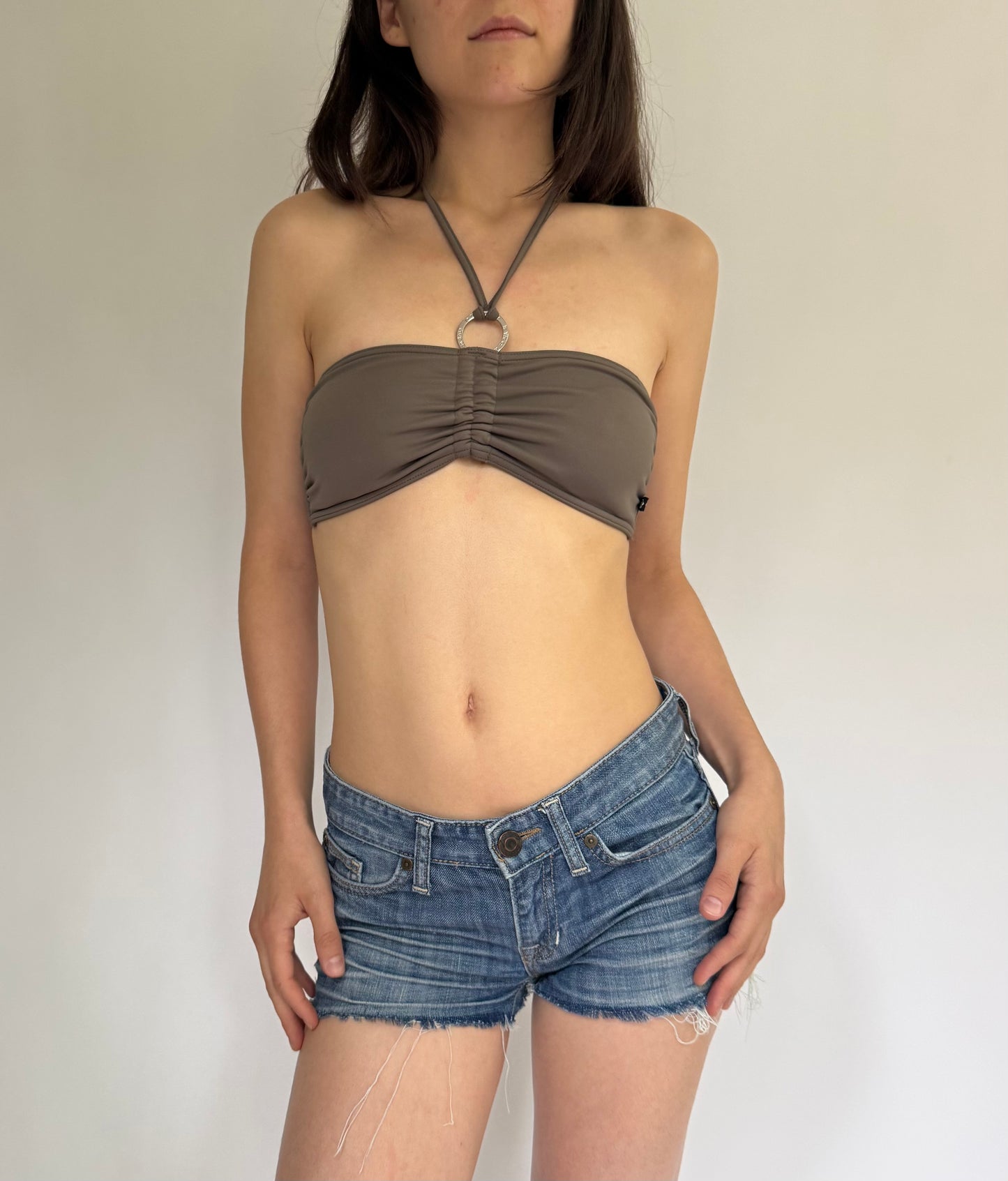 Y2K bandeau with ring bikini top