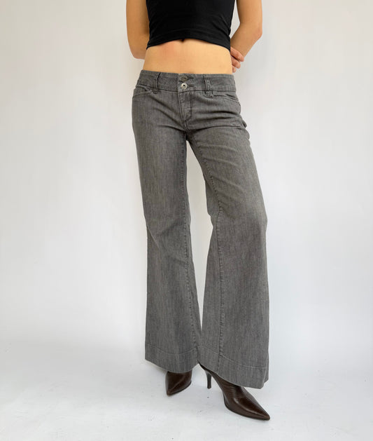 Y2K Grey low-rise flared jeans with stretch