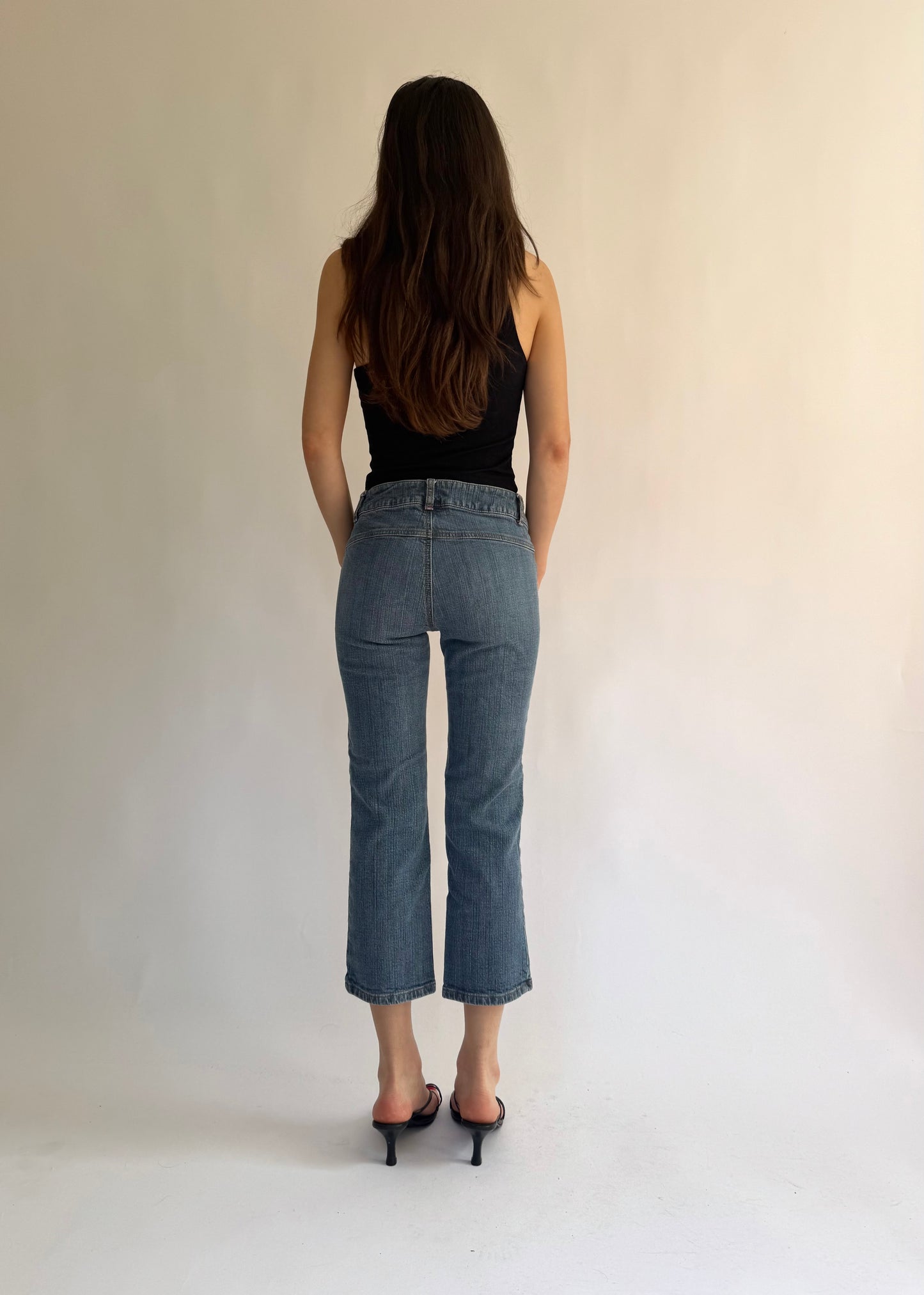 Y2K Low rise blue denim capris