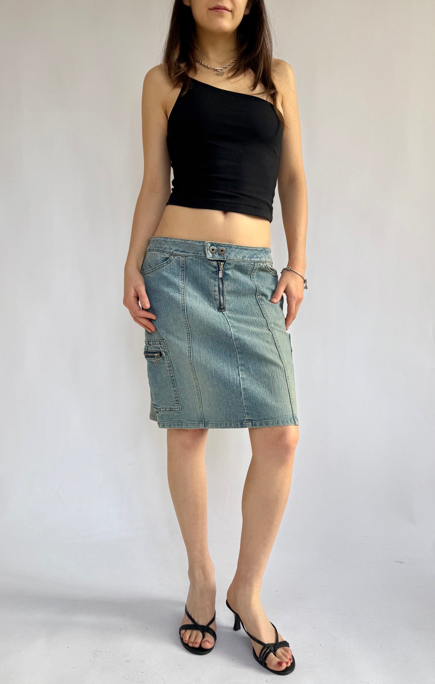 Y2K low rise denim skirt by BONGO