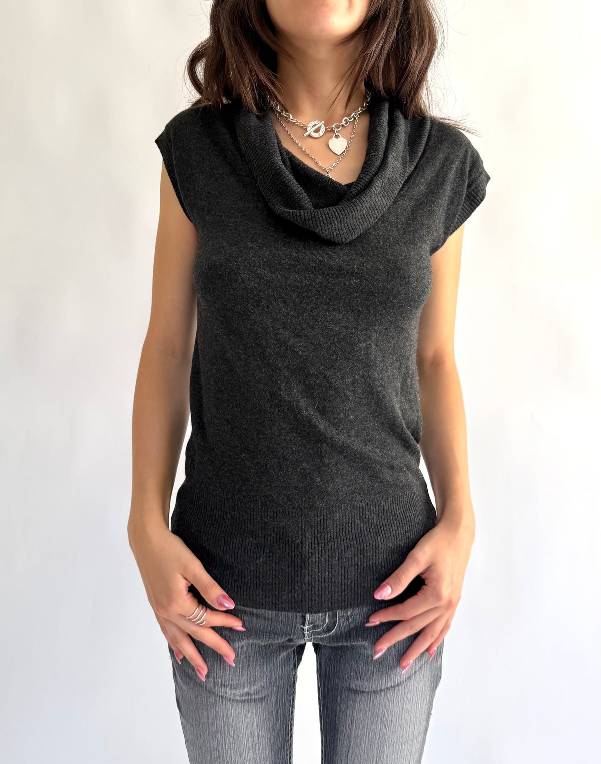 Y2K cowel neck top