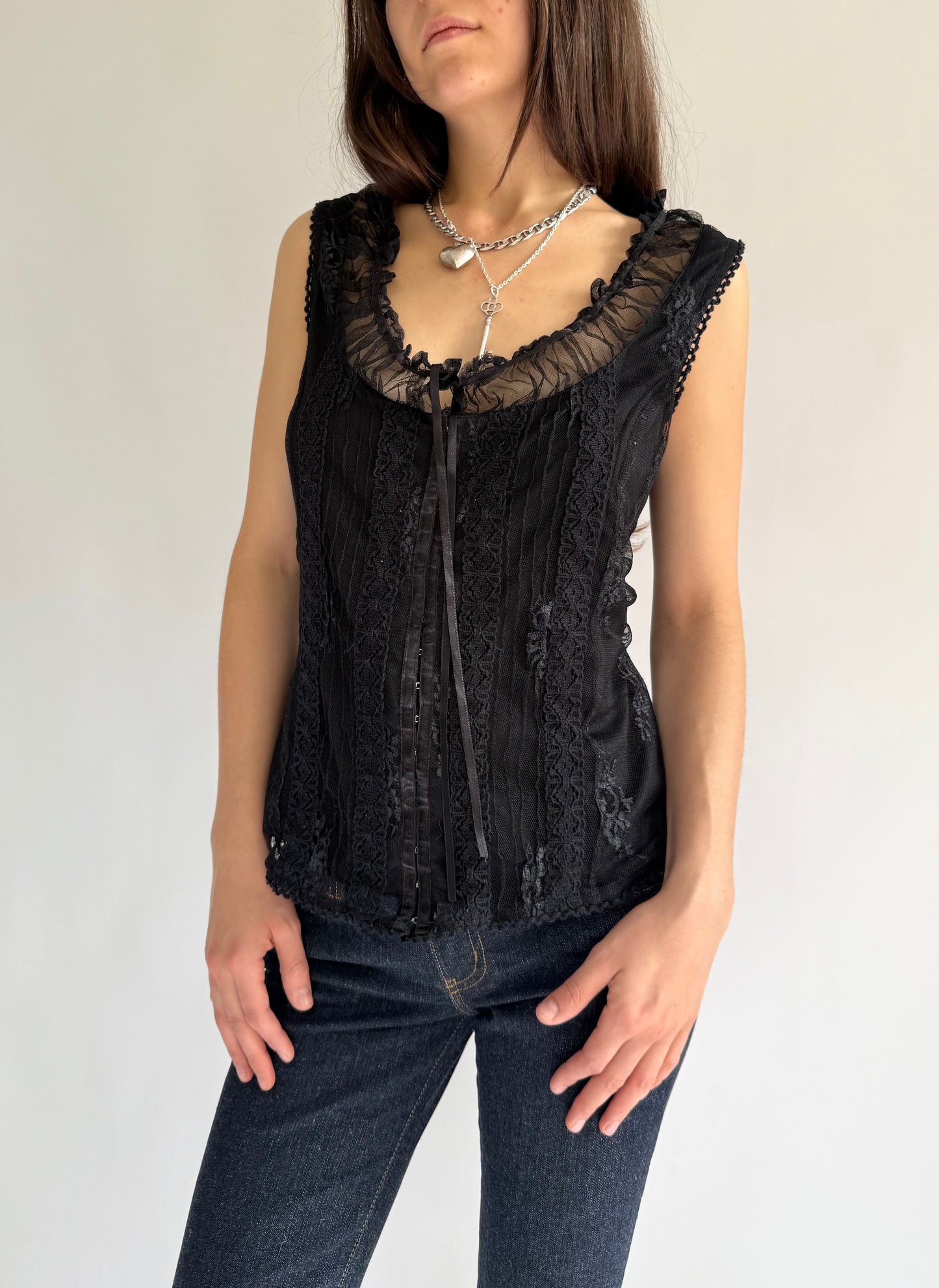 Y2k lace corset top with lace up back grunge fairy core
