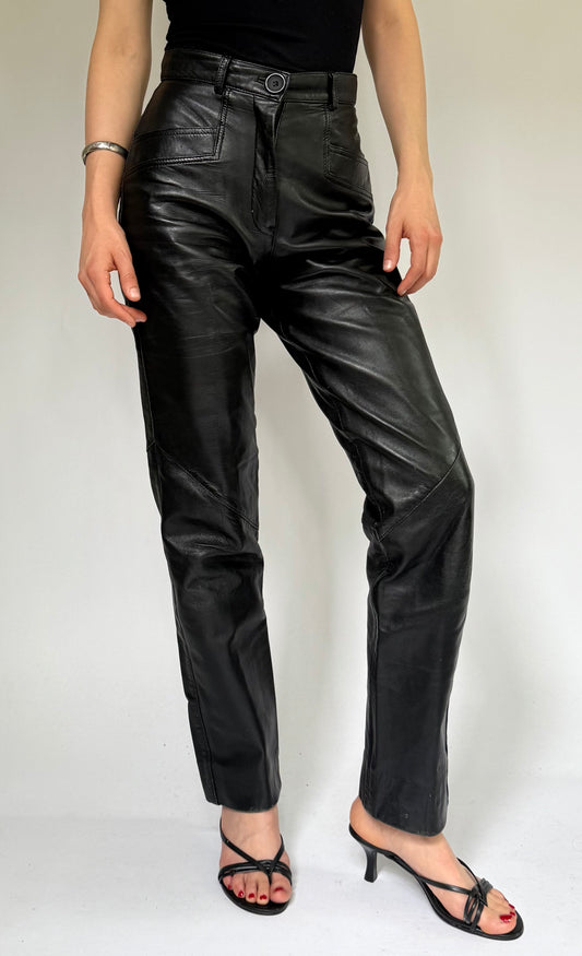 Vintage 90s high rise genuine leather pants