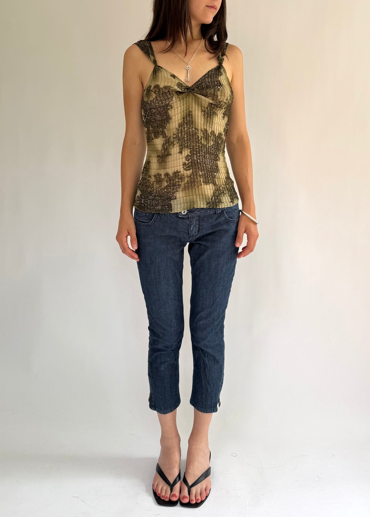 Y2K mesh pleated fairy core top