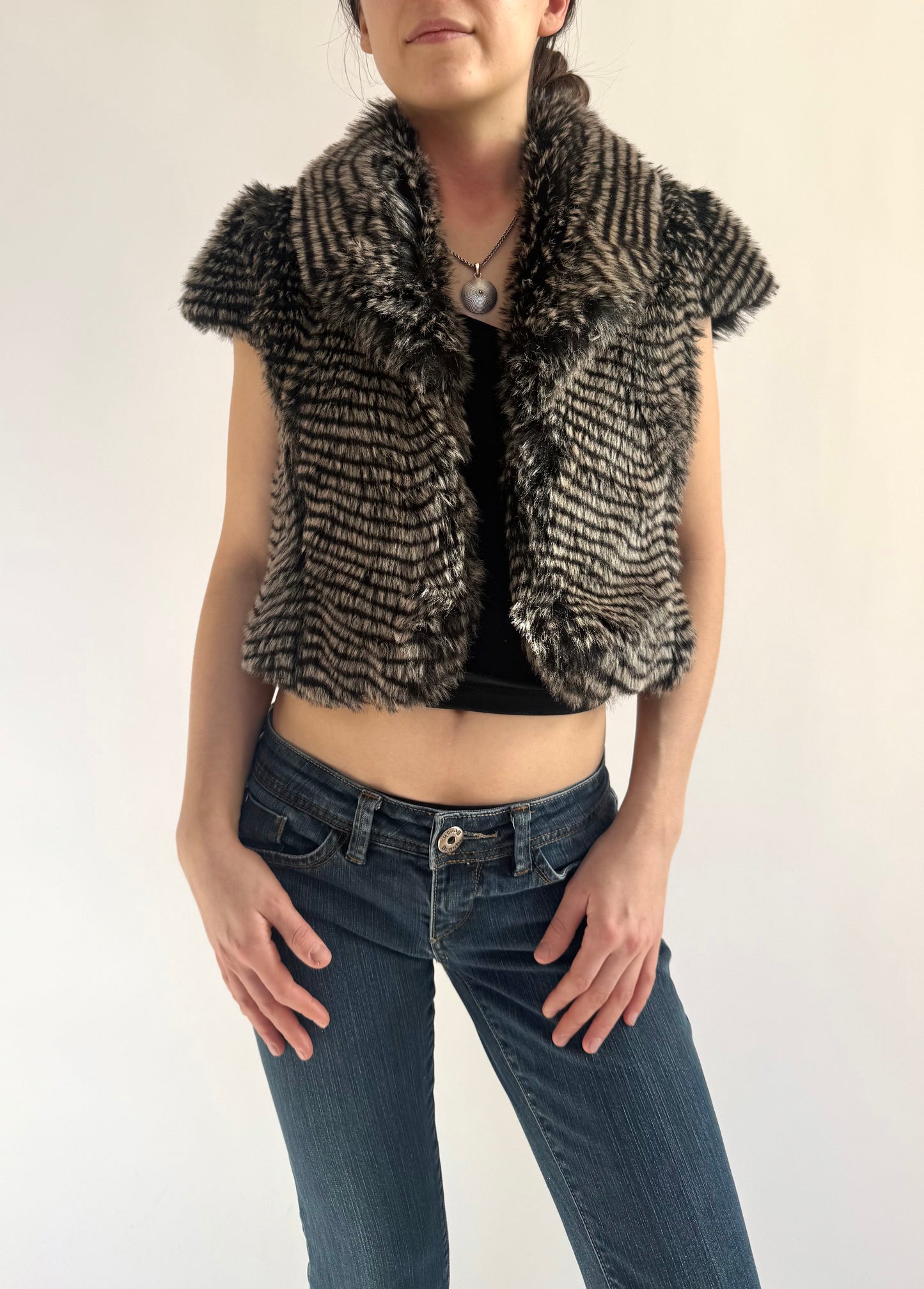 Y2K mini faux fur jacket