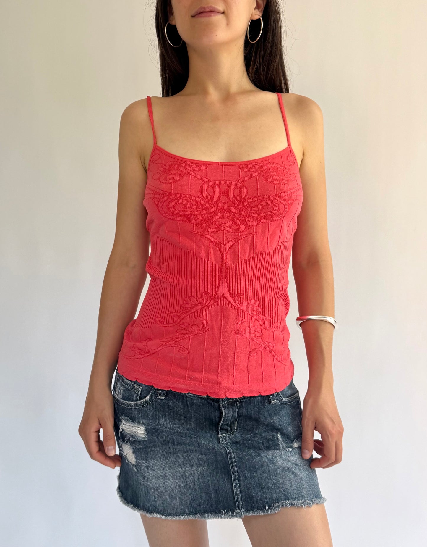 Y2K/2000s fitted coral tank top