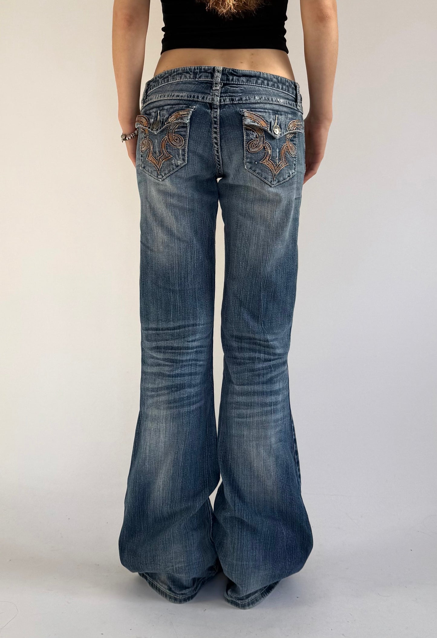 Y2k insane ultra low rise flared jeans by Wrangler