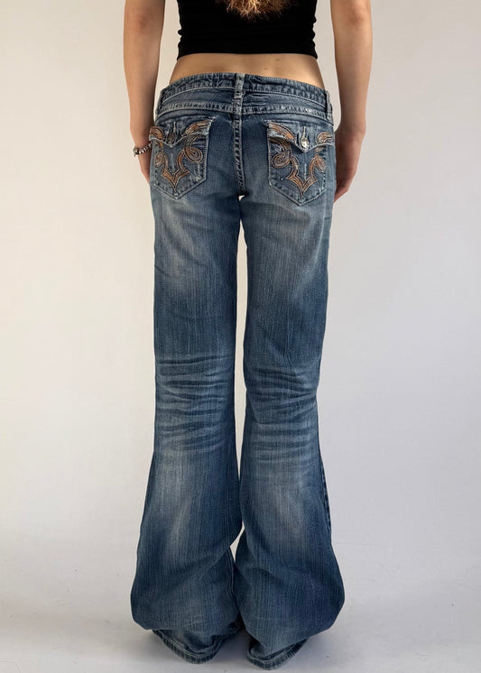 Y2k insane ultra low rise flared jeans by Wrangler