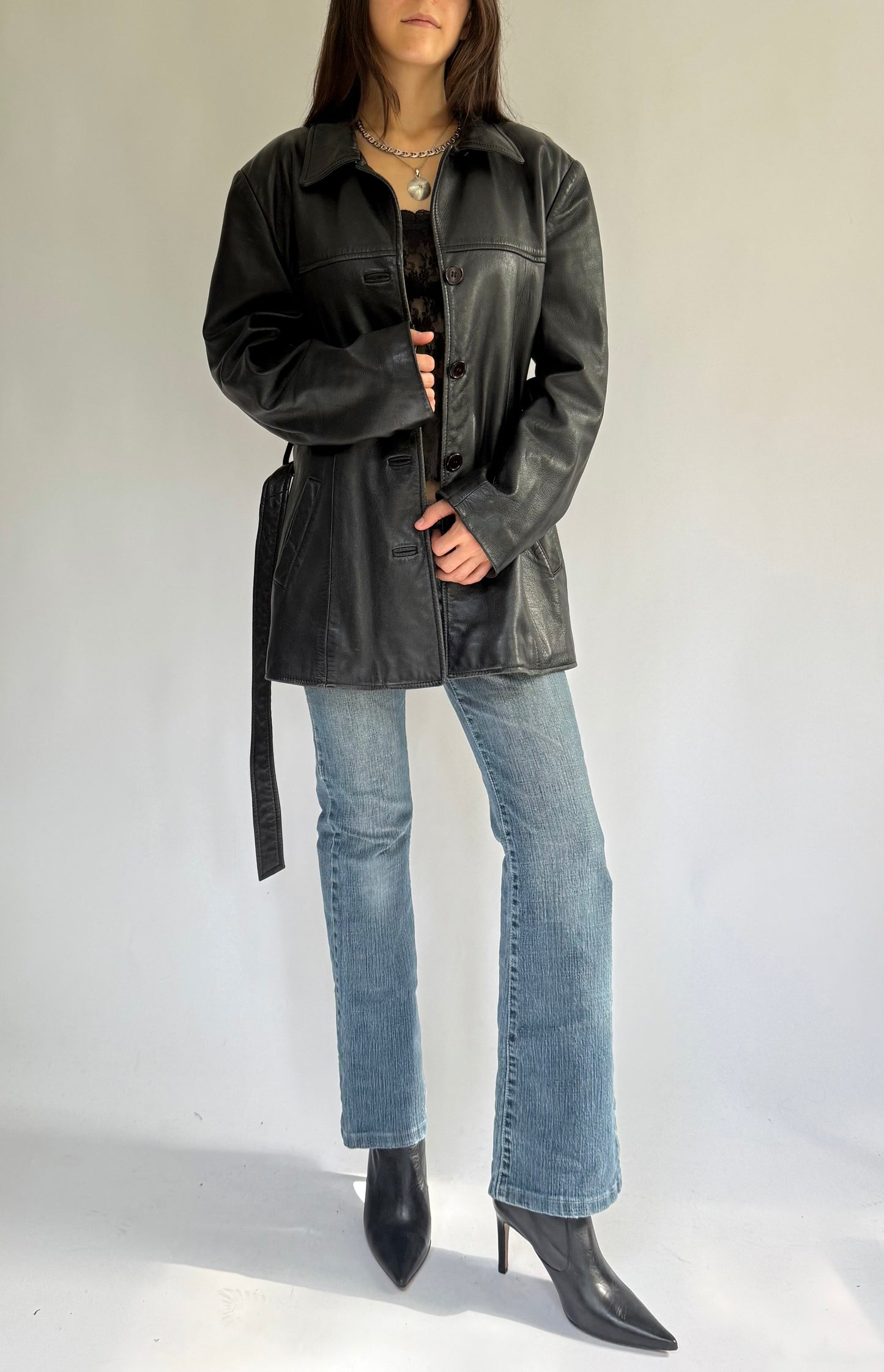 Vintage 90s black leather jacket