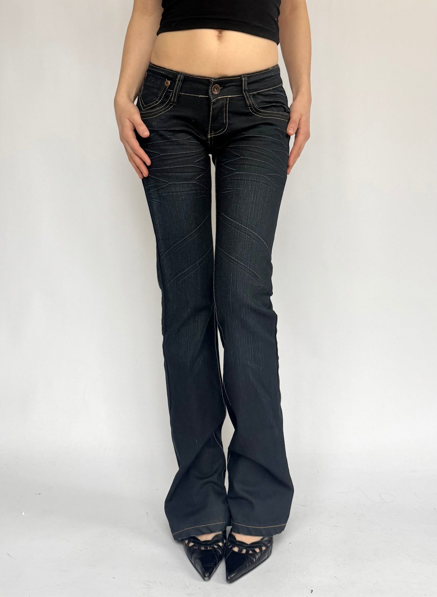 Y2K extra low rise flared jeans