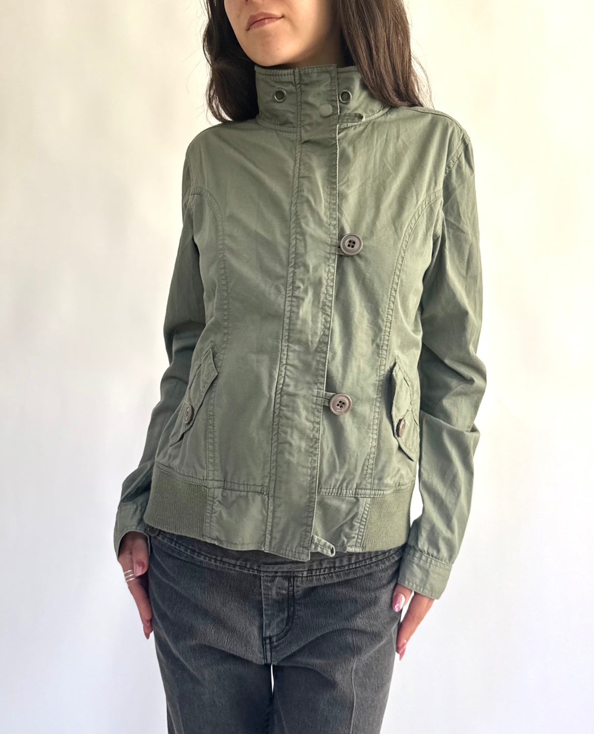 Y2K green cargo type jacket
