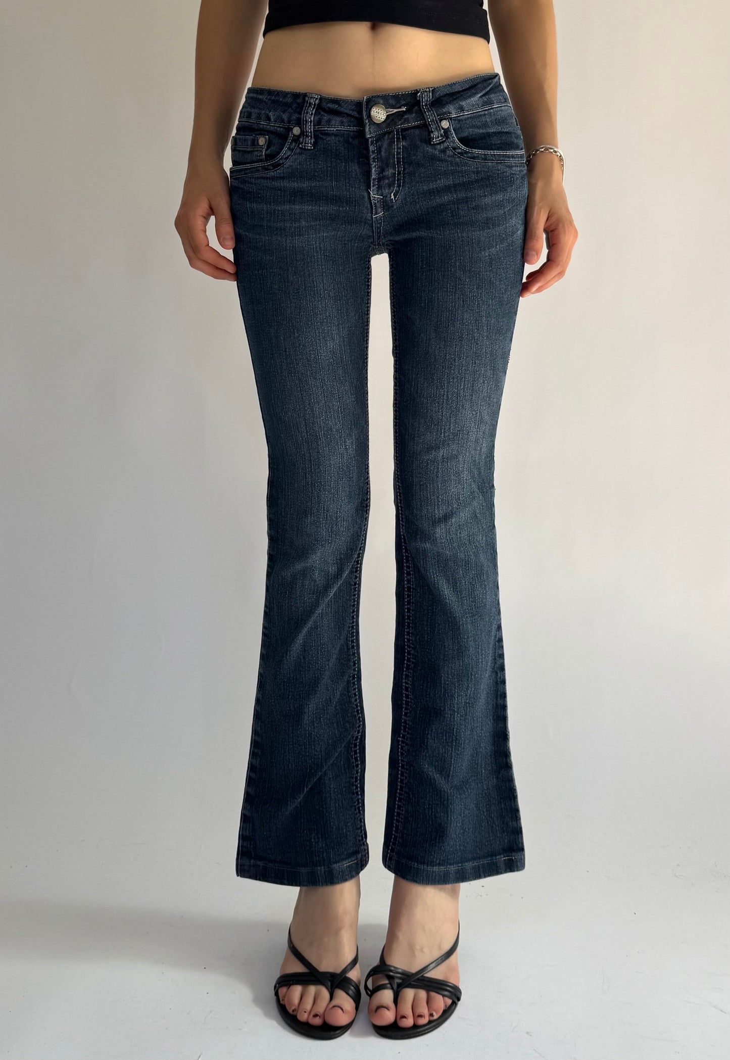 Y2K Dark wash low rise flare jeans by BONGO JEANS