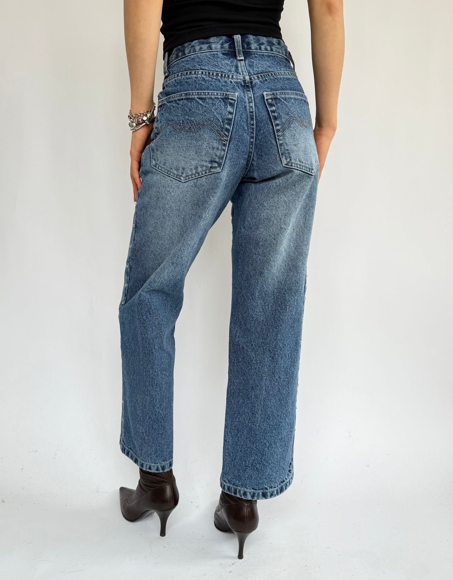 Rare vintage 90s High-waisted studed jeans by american motorcycle