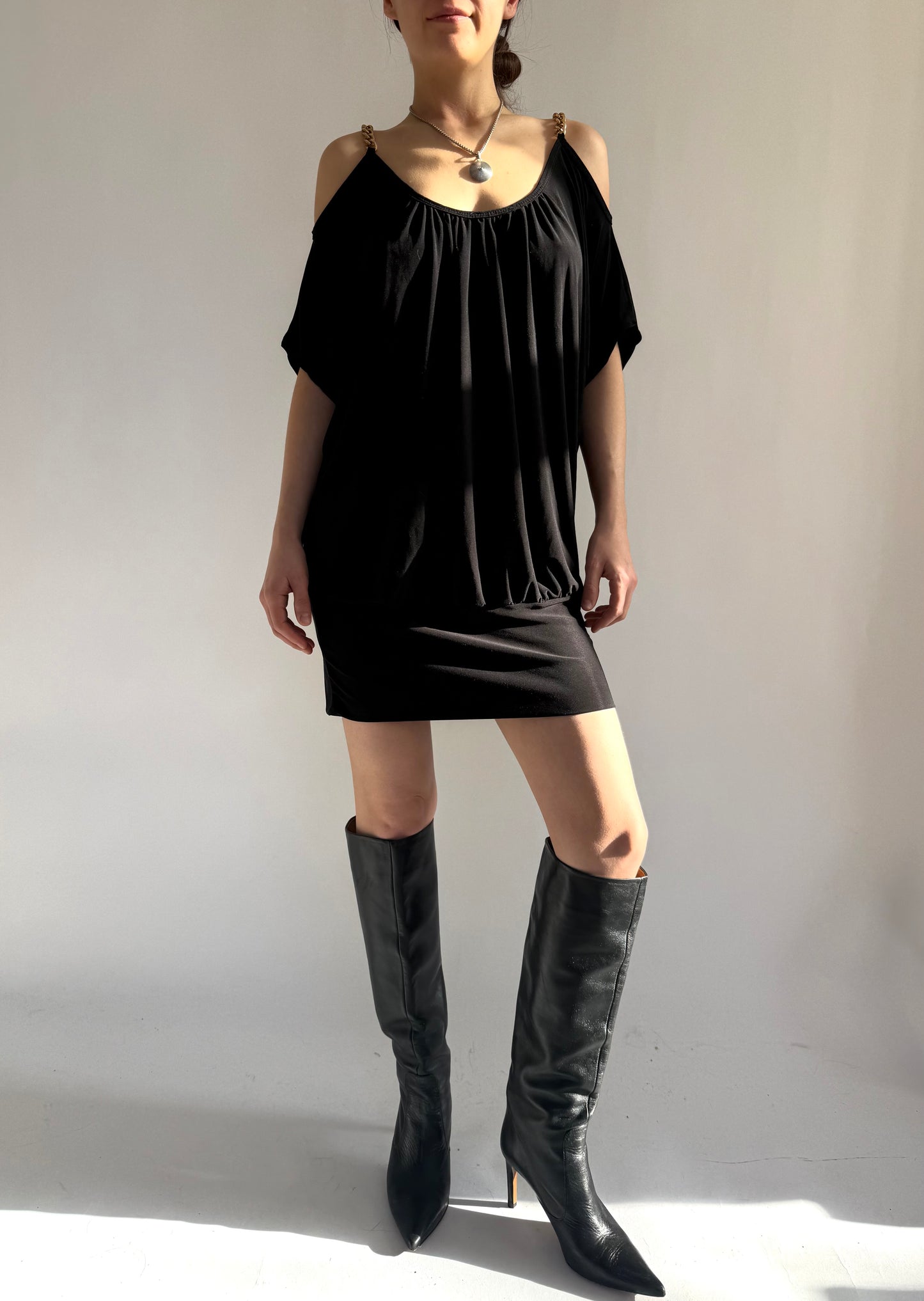 Y2K/2000s mini dress with gold chains detailing