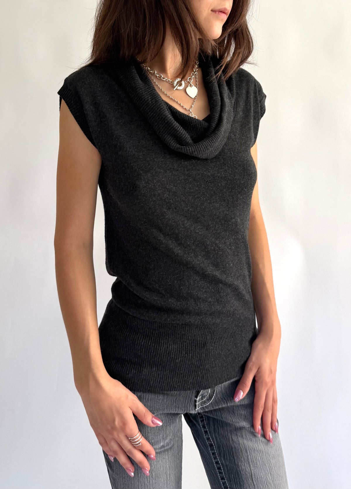 Y2K cowel neck top