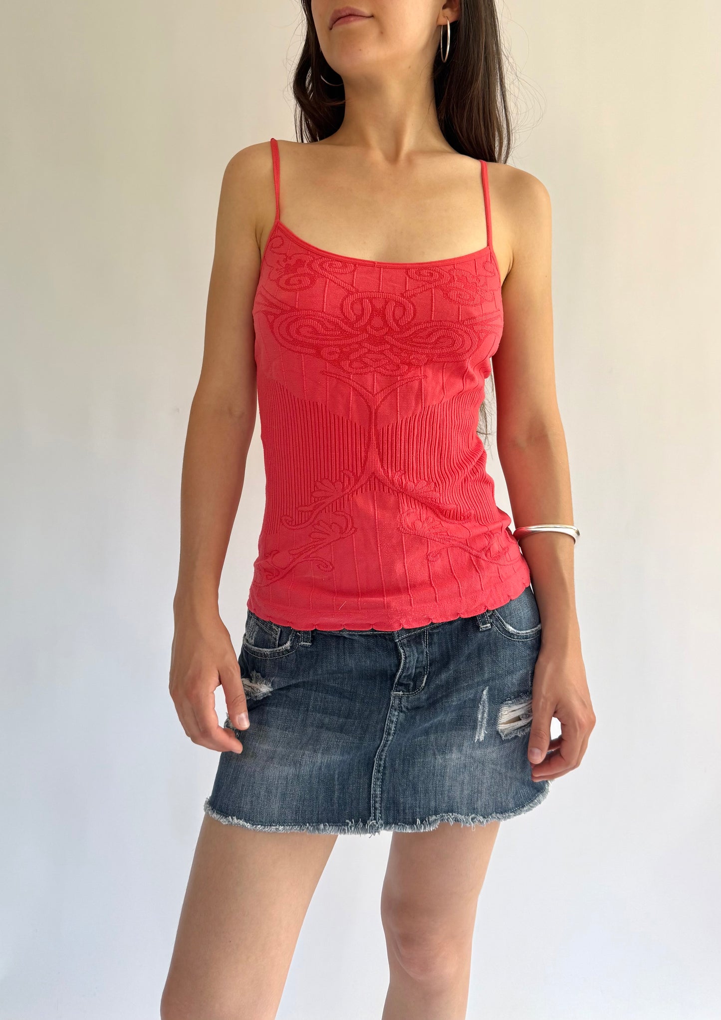 Y2K/2000s fitted coral tank top