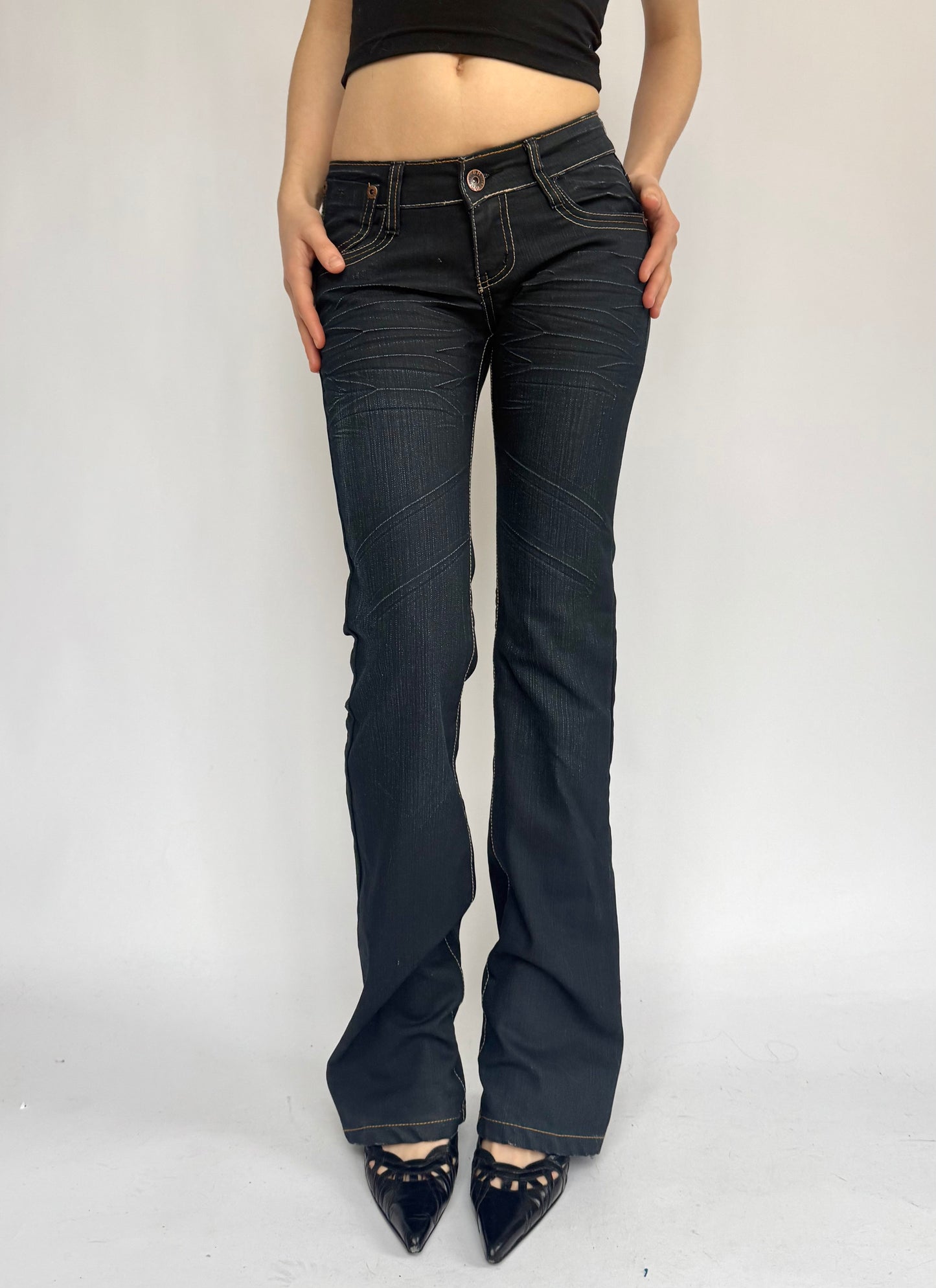 Y2K extra low rise flared jeans