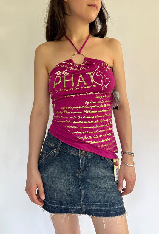 Y2K DEADSTOCK BABY PHAT ring halter top