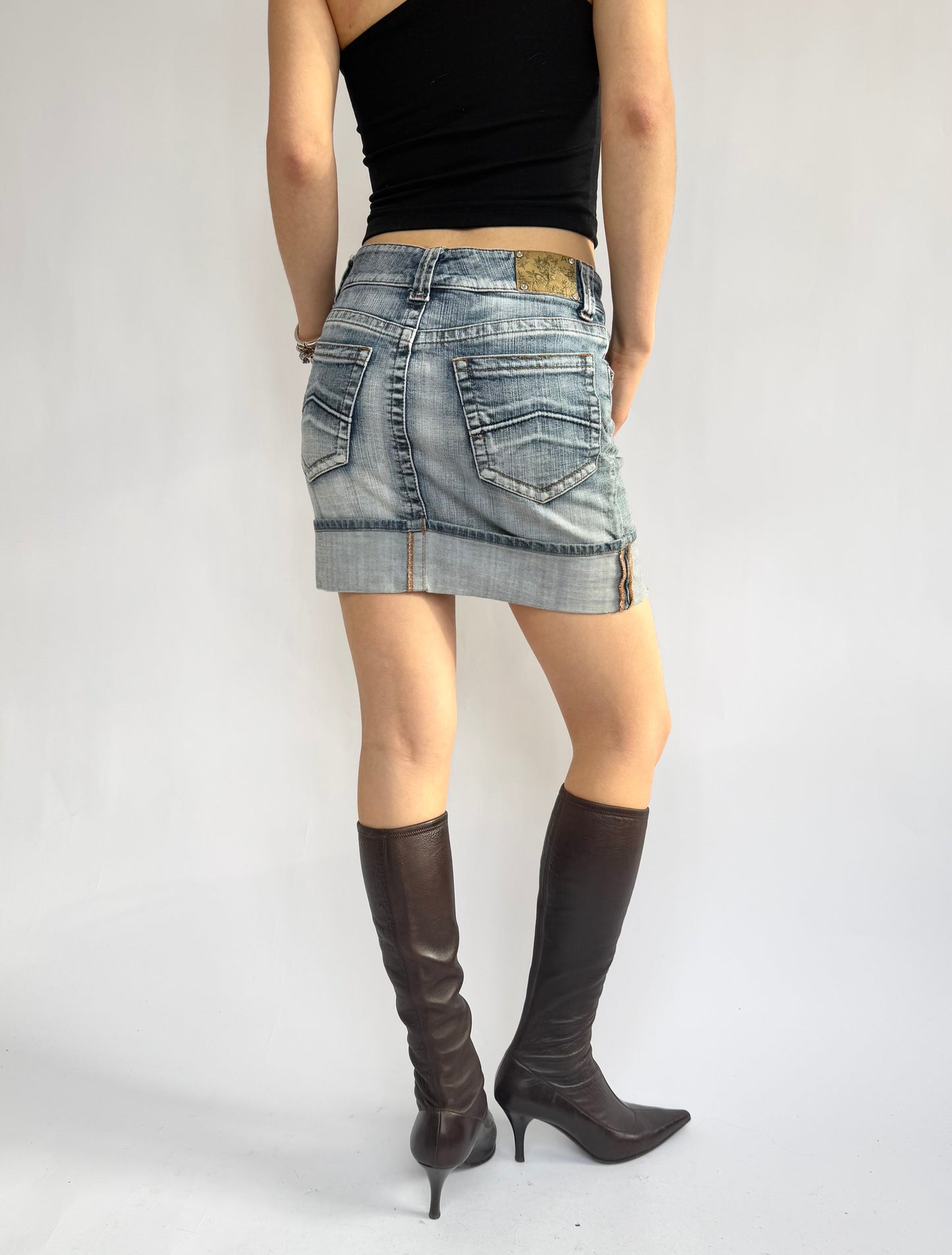 2000s acid wash Mini denim skirt