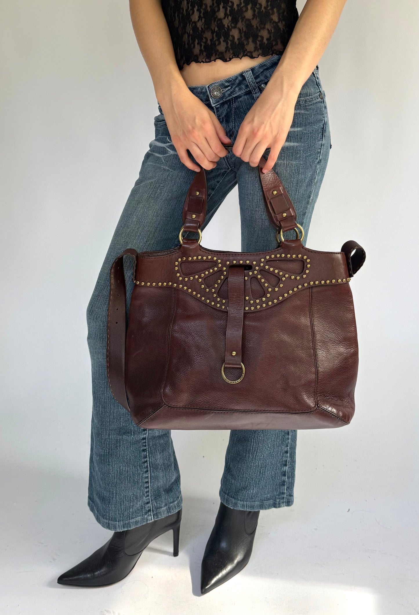 Vintage Y2K leather Micheal Kors studded bag