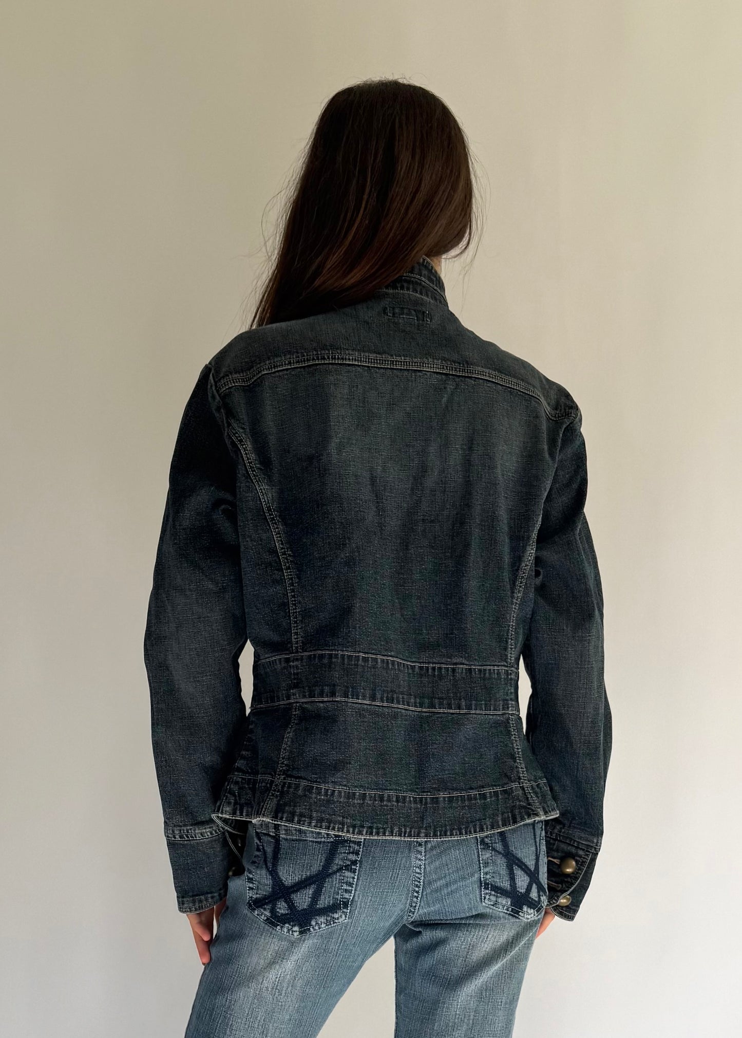 Y2k button up denim jacket