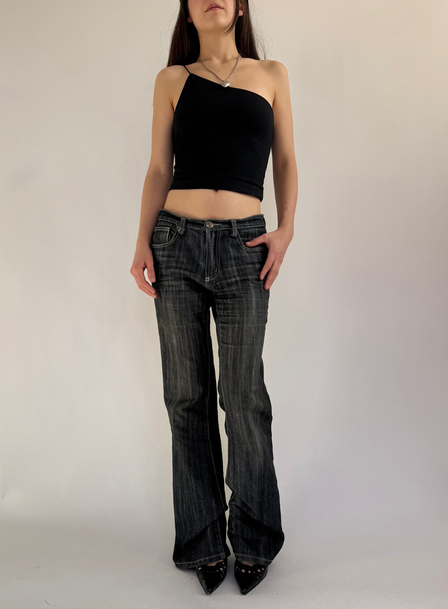 Y2K dark wash low rise wide leg jeans by SEXSO