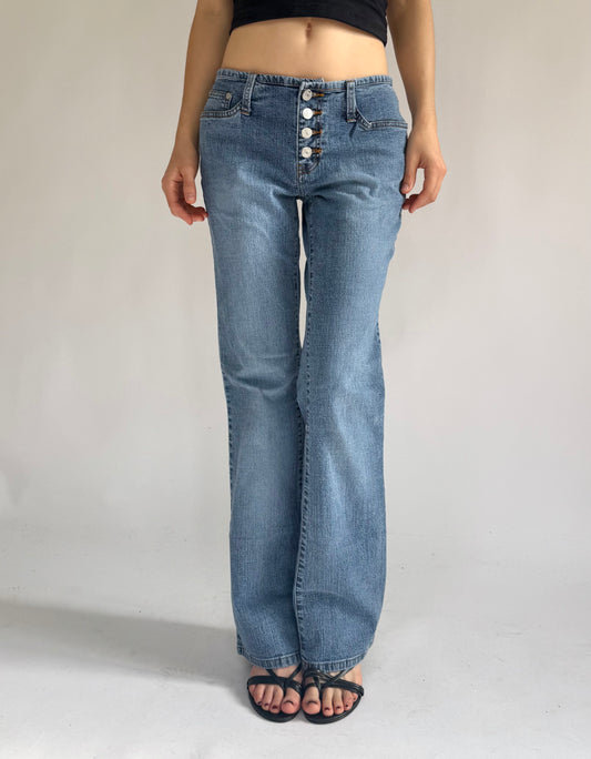 Y2k low rise button up flared jeans