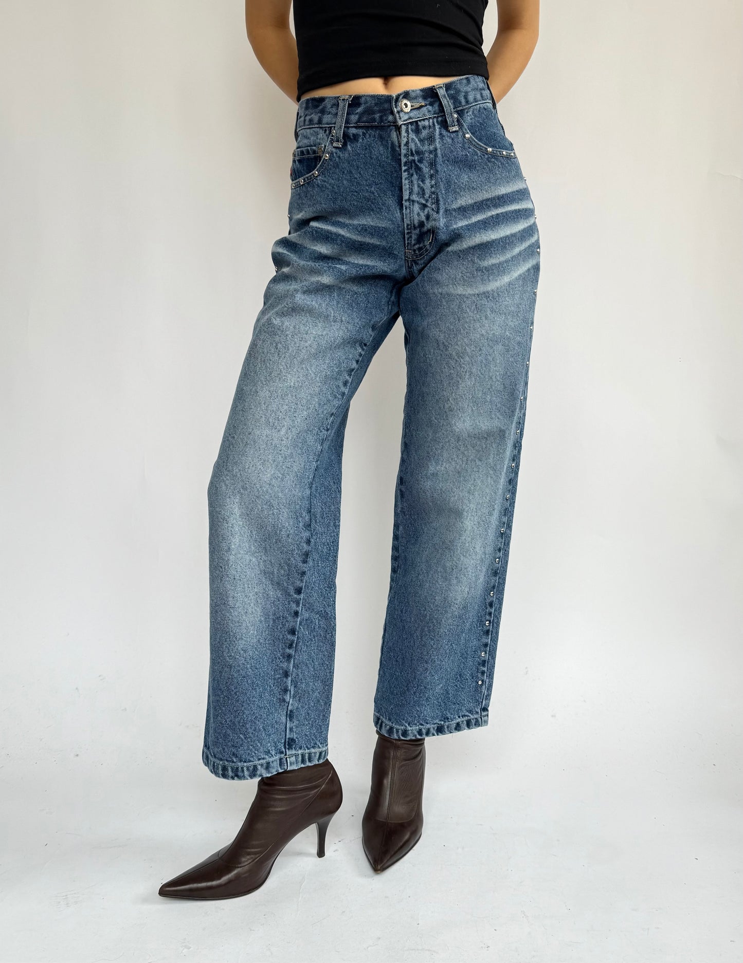 Rare vintage 90s High-waisted studed jeans by american motorcycle