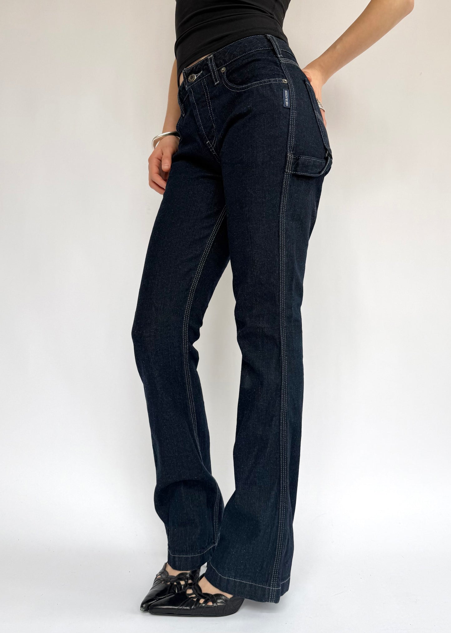 Y2K DEADSTOCK  mid rise dark wash jeans by SILVER