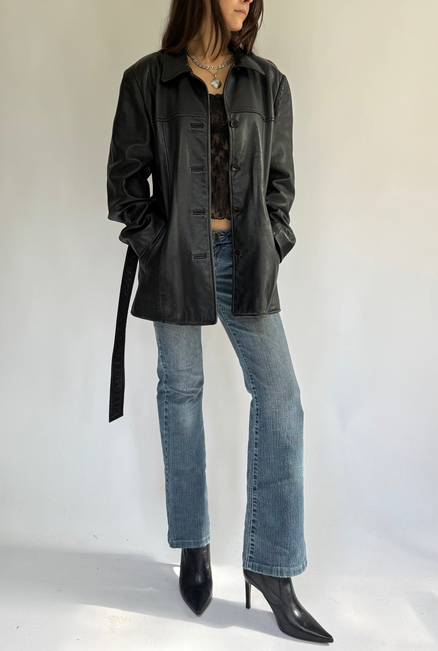 Vintage 90s black leather jacket