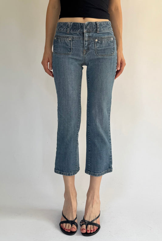 Y2K Low rise blue denim capris
