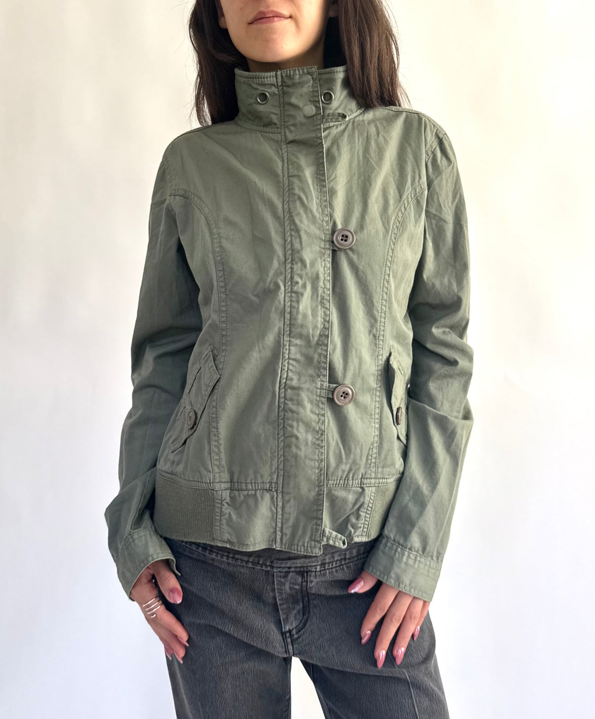 Y2K green cargo type jacket
