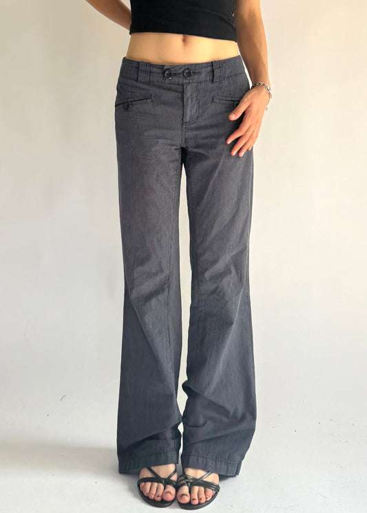 Y2K low rise flared pin-stripped pants office siren core