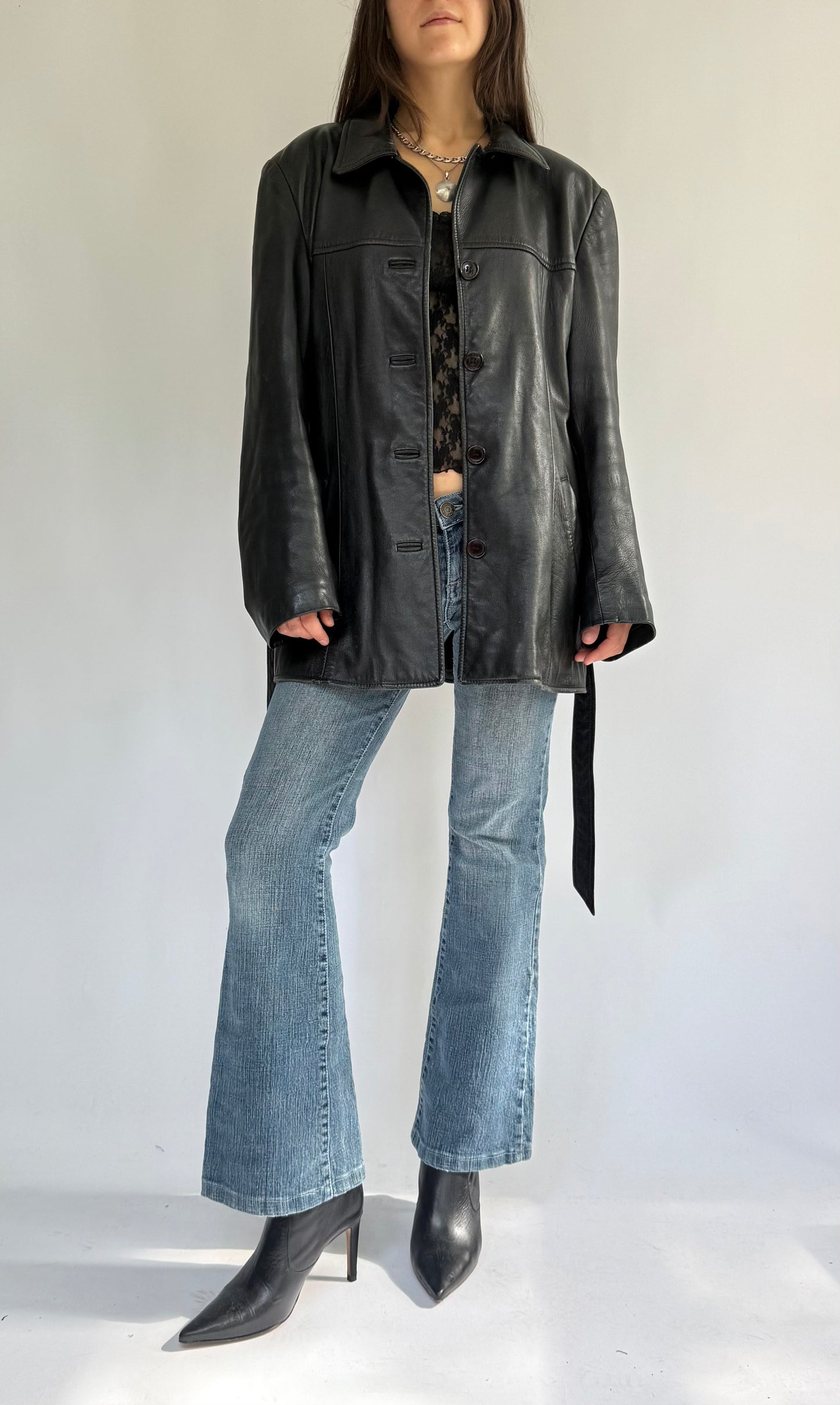 Vintage 90s black leather jacket