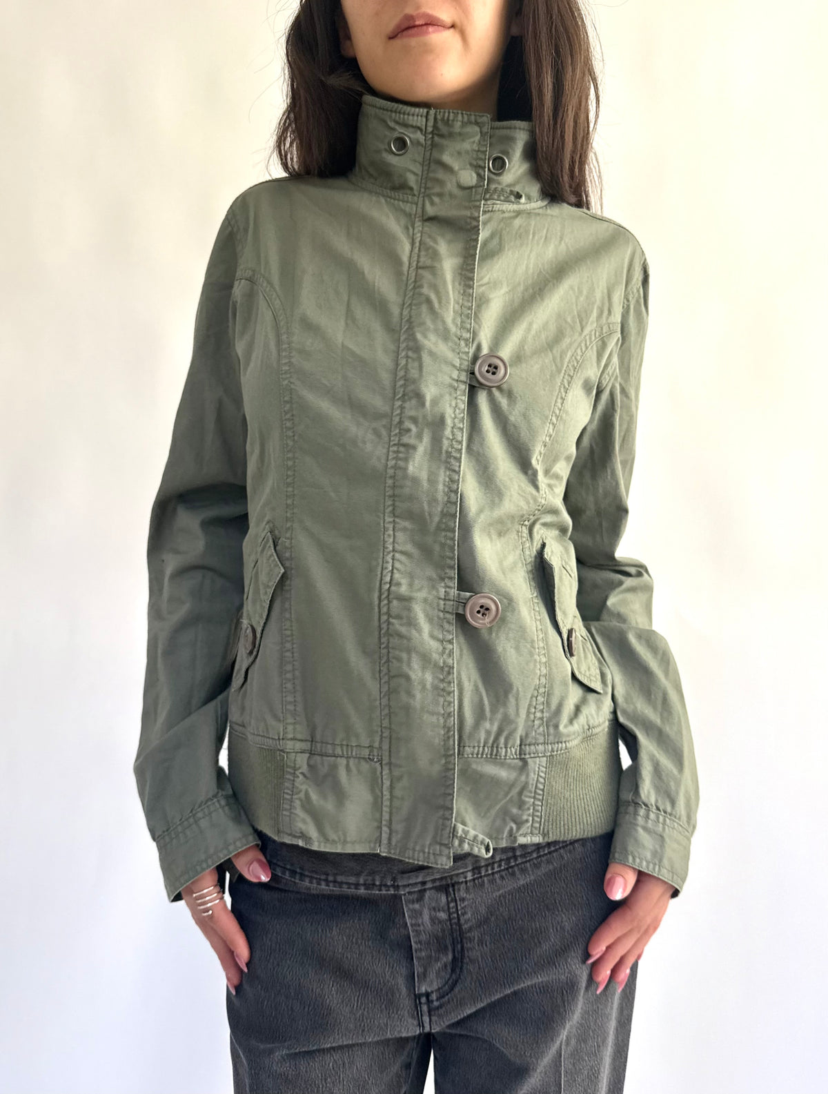 Y2K green cargo type jacket