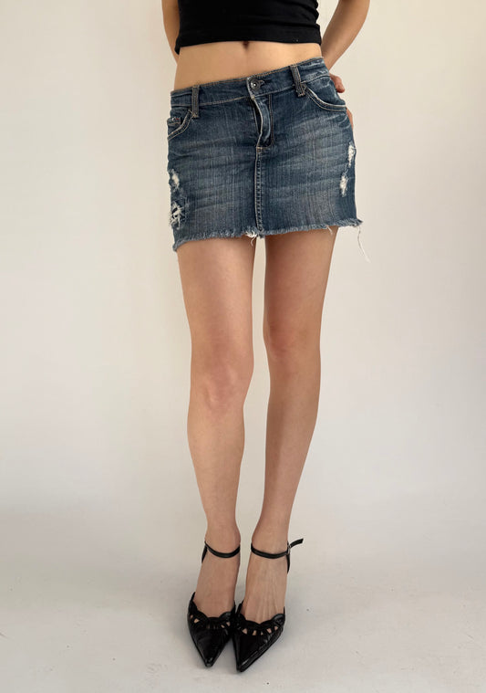 Y2k low rise mini jean skirt