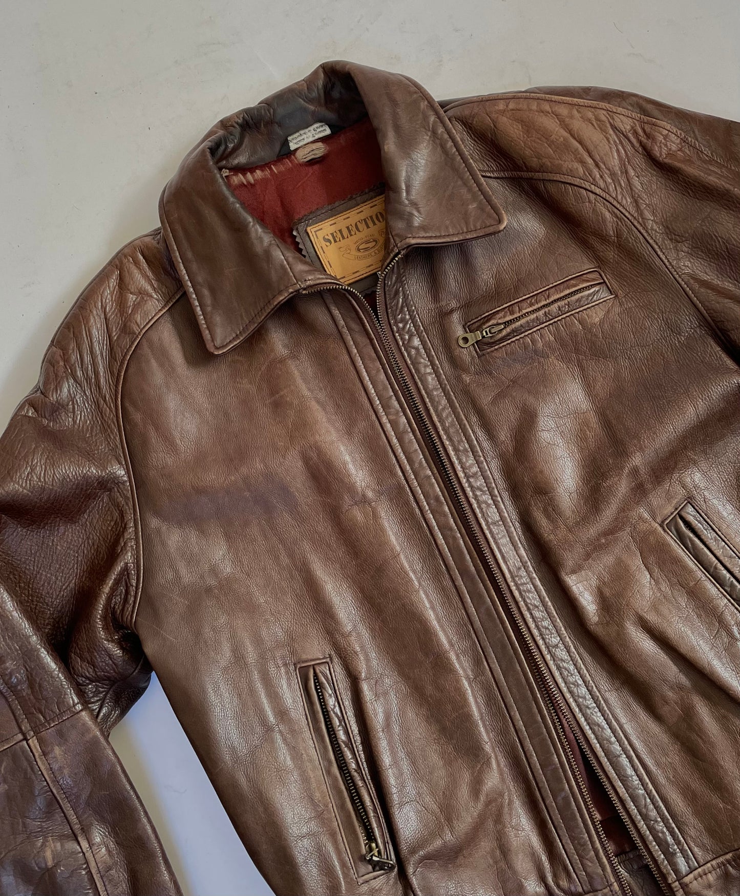 Vintage oversized brown leather jacket