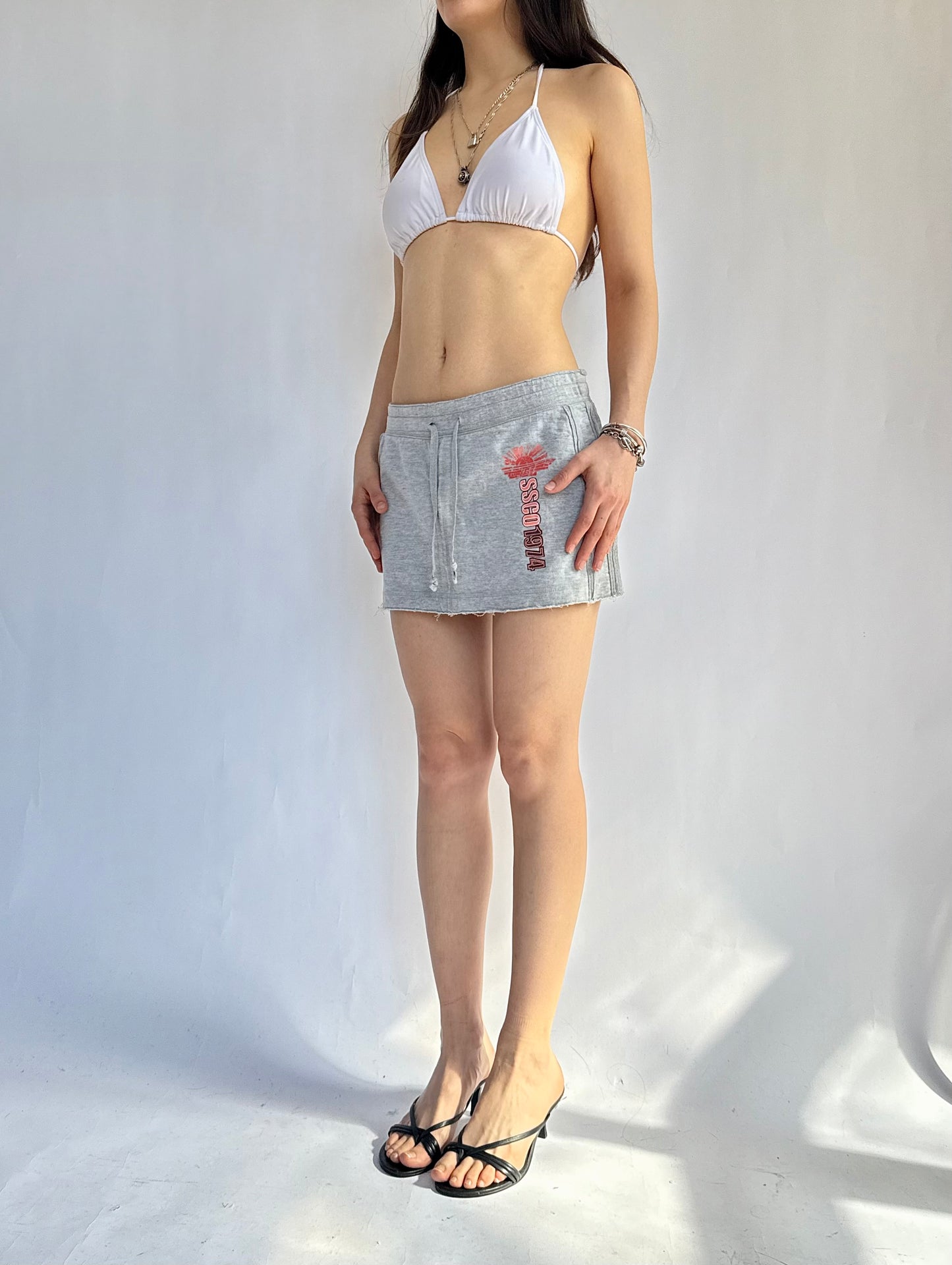 Y2K Grey mini skirt with drawstring