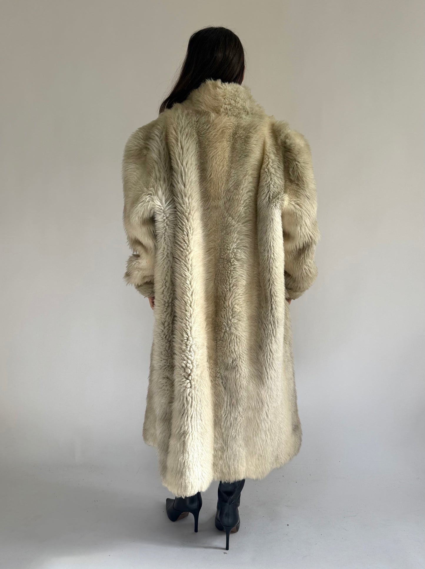 Vintage cream faux fur coat
