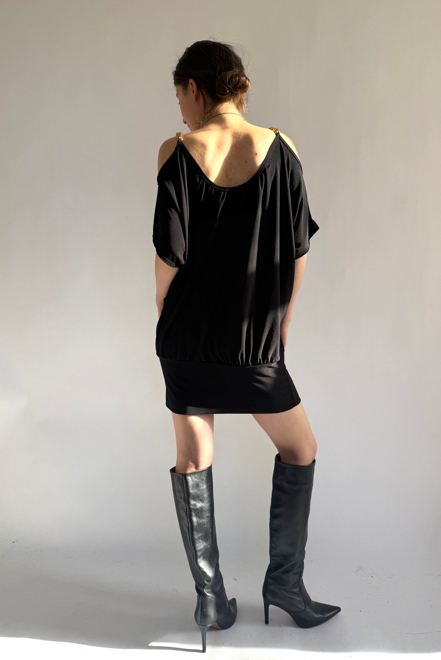 Y2K/2000s mini dress with gold chains detailing
