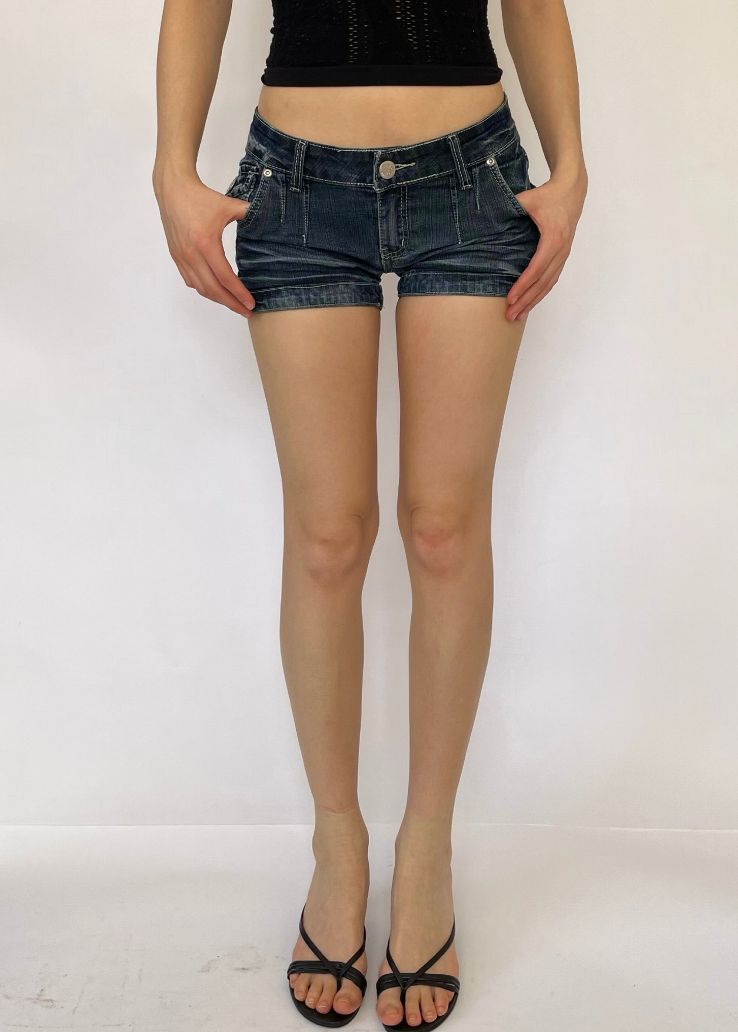 Y2K low rise denim mini shorts