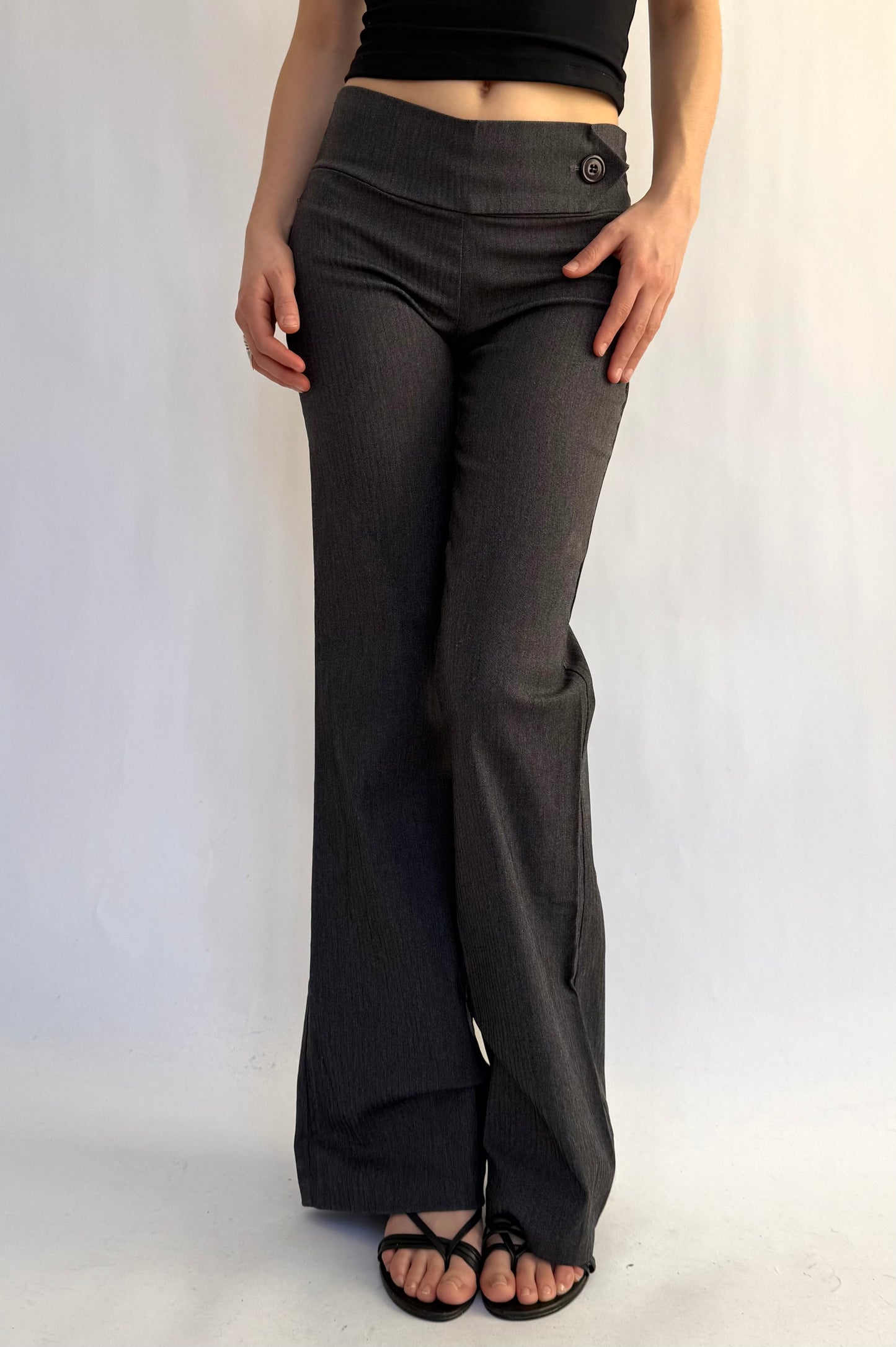 Y2K/2000s flared low rise grey office siren pants