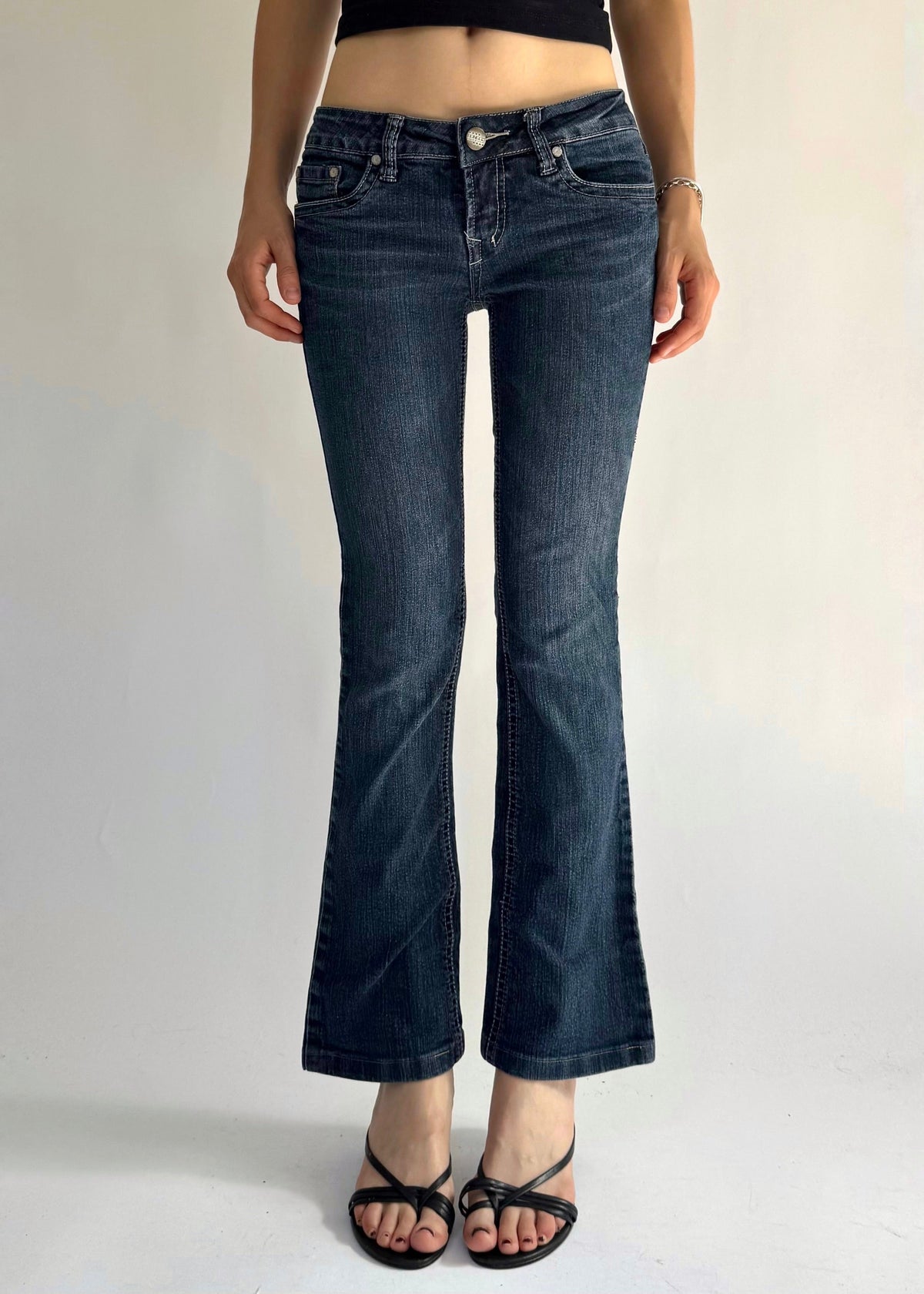 Y2K Dark wash low rise flare jeans by BONGO JEANS