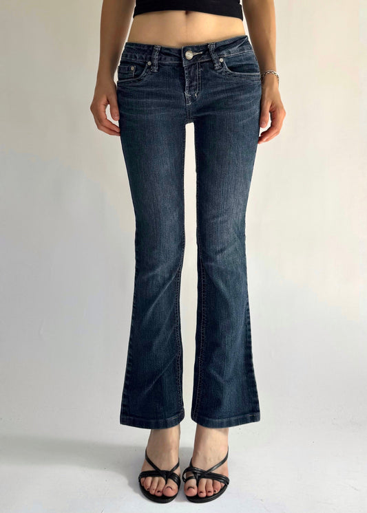 Y2K Dark wash low rise flare jeans by BONGO JEANS
