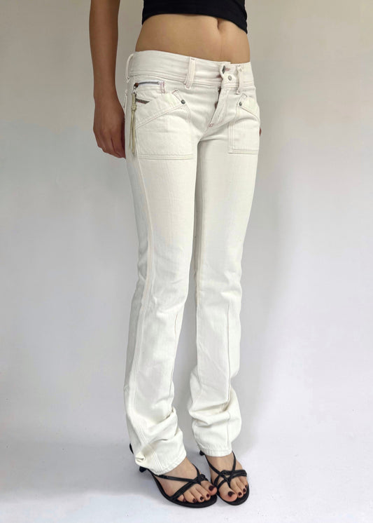 Y2k DEADSTOCK DIESEL with tags low rise white flared jeans