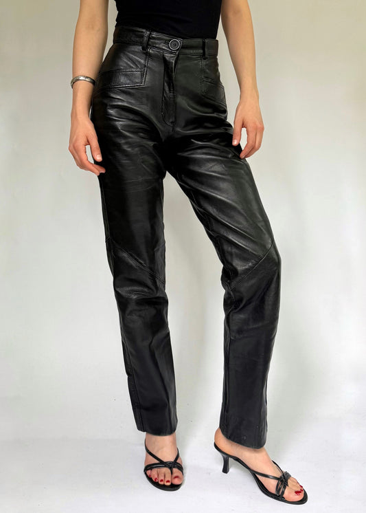 Vintage 90s high rise genuine leather pants
