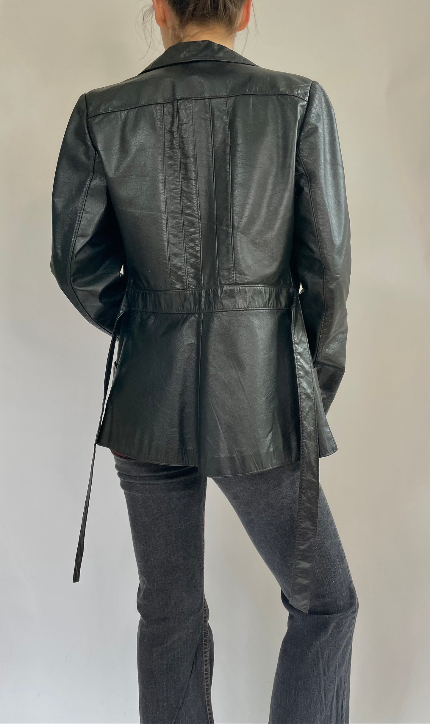 Vintage belted leather jacket